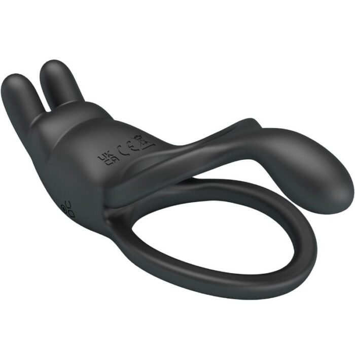 PRETTY LOVE - SETH DOBLE ANILLO VIBRADOR RABBIT 7 VIBRACIONES NEGRO - CandyHot - Foto 4