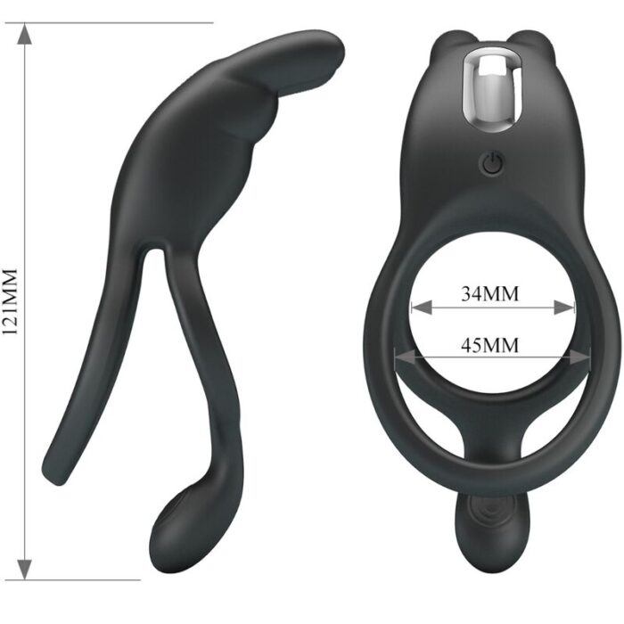 PRETTY LOVE - SETH DOBLE ANILLO VIBRADOR RABBIT 7 VIBRACIONES NEGRO - CandyHot - Foto 6