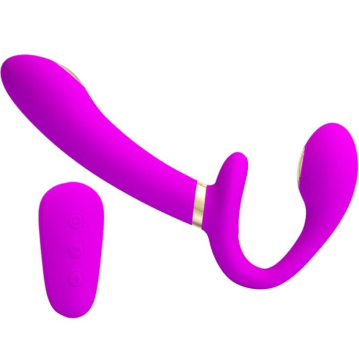PRETTY LOVE - THUNDERBIRD VIBRADOR DOBLE STRAP-ON CONTROL REMOTO MORADO - CandyHot - Foto 2