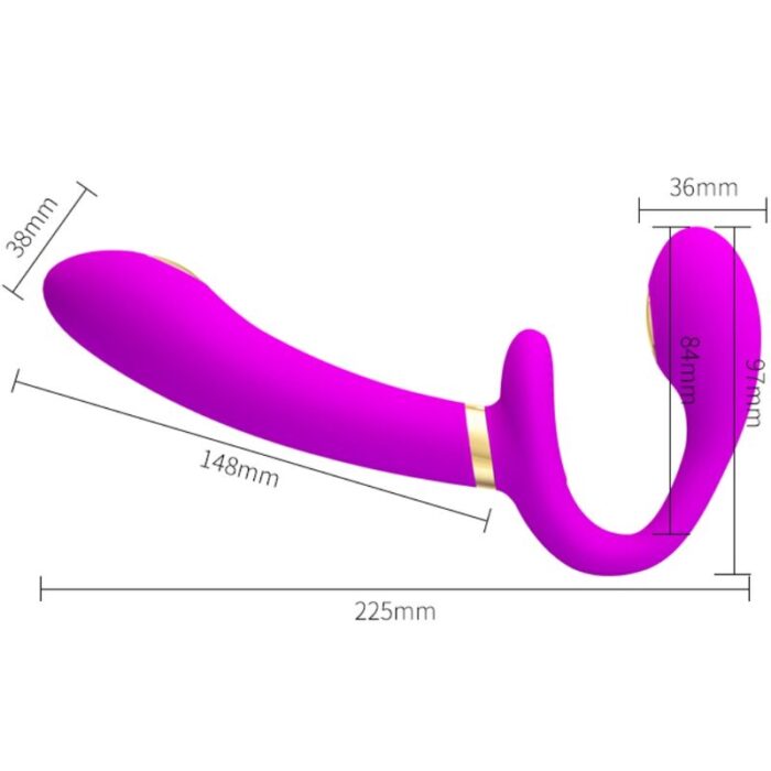 PRETTY LOVE - THUNDERBIRD VIBRADOR DOBLE STRAP-ON CONTROL REMOTO MORADO - CandyHot - Foto 4