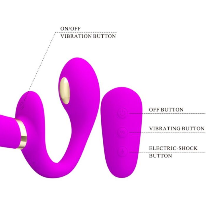 PRETTY LOVE - THUNDERBIRD VIBRADOR DOBLE STRAP-ON CONTROL REMOTO MORADO - CandyHot - Foto 5