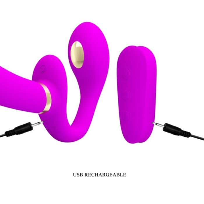 PRETTY LOVE - THUNDERBIRD VIBRADOR DOBLE STRAP-ON CONTROL REMOTO MORADO - CandyHot - Foto 6