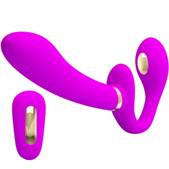PRETTY LOVE - THUNDERBIRD VIBRADOR DOBLE STRAP-ON CONTROL REMOTO MORADO - CandyHot - Foto 1