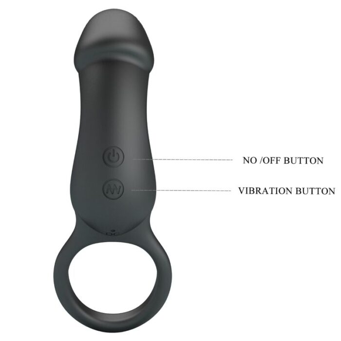 PRETTY LOVE - TRAE ANILLO VIBRADOR CON ESTIMULADOR NEGRO - CandyHot - Foto 5