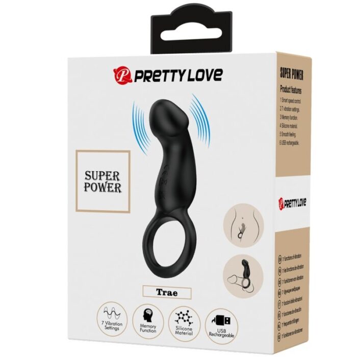 PRETTY LOVE - TRAE ANILLO VIBRADOR CON ESTIMULADOR NEGRO - CandyHot - Foto 6