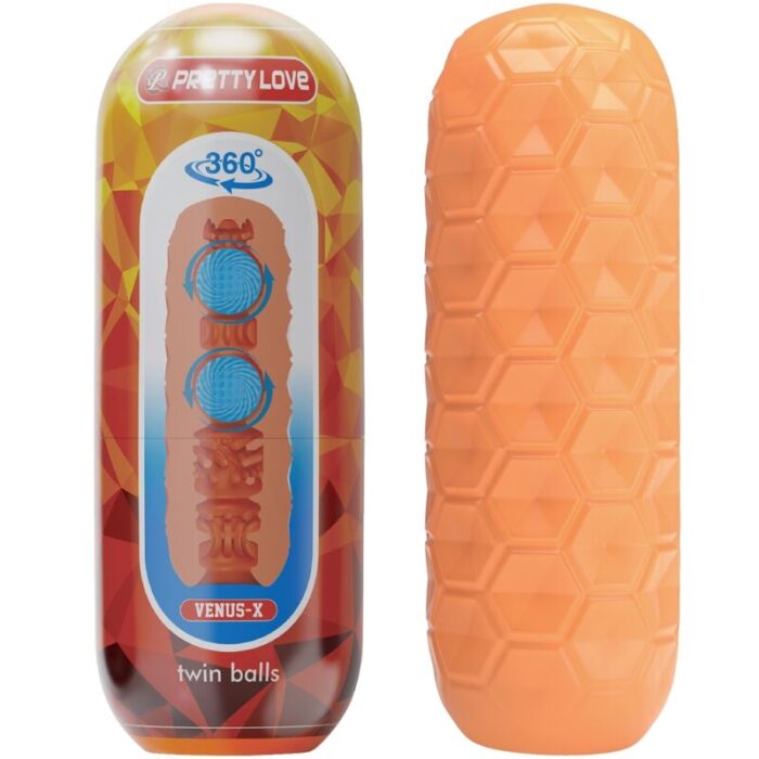 PRETTY LOVE - TWIN BALLS MASTURBADOR MASCULINO NARANJA - CandyHot - Foto 1