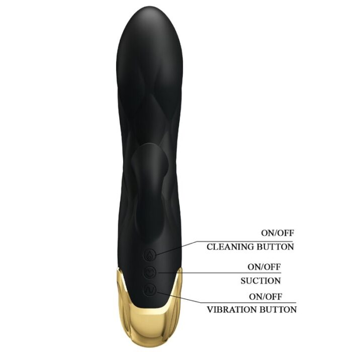 PRETTY LOVE - VIBRADOR DE LUJO BAÑADO EN ORO RECARGABLE NEGRO - CandyHot - Foto 3