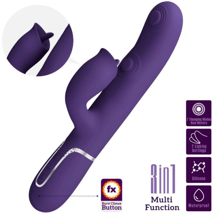 PRETTY LOVE - VIBRADOR RABBIT CON LICKING MORADO - CandyHot - Foto 3
