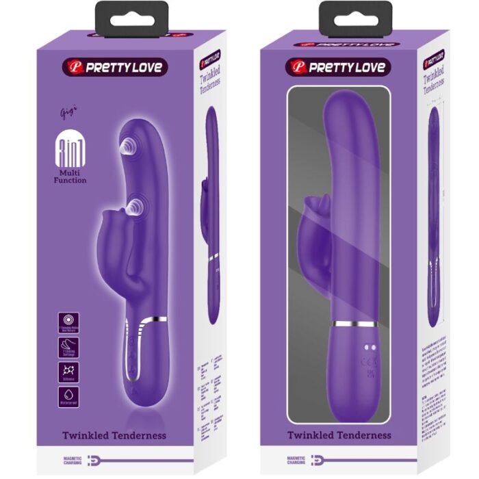 PRETTY LOVE - VIBRADOR RABBIT CON LICKING MORADO - CandyHot - Foto 4