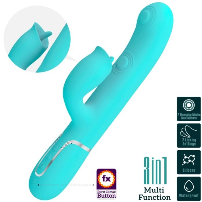 PRETTY LOVE - VIBRADOR RABBIT CON LICKING VERDE AGUA - CandyHot - Foto 3