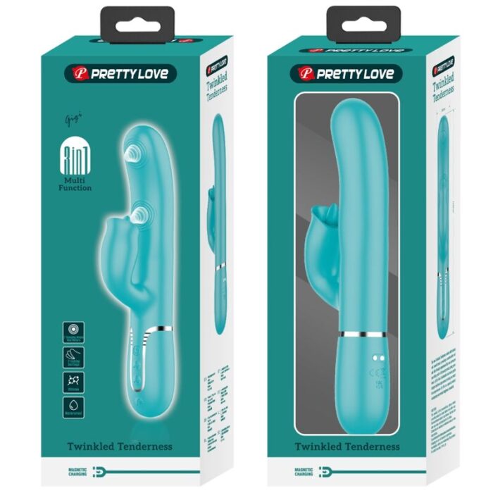 PRETTY LOVE - VIBRADOR RABBIT CON LICKING VERDE AGUA - CandyHot - Foto 4