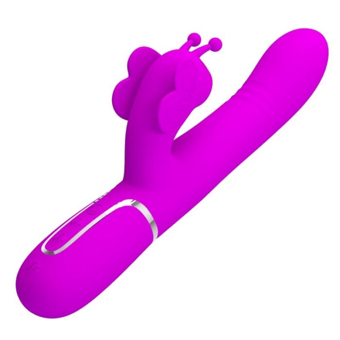 PRETTY LOVE - VIBRADOR RABBIT MULTIFUNCIÓN 4 EN 1 MARIPOSA FUCSIA - CandyHot - Foto 3