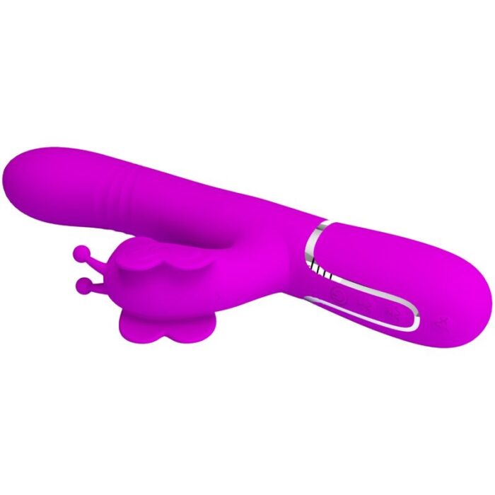 PRETTY LOVE - VIBRADOR RABBIT MULTIFUNCIÓN 4 EN 1 MARIPOSA FUCSIA - CandyHot - Foto 6