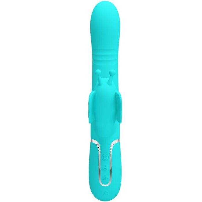 PRETTY LOVE - VIBRADOR RABBIT MULTIFUNCIÓN 4 EN 1 MARIPOSA VERDE AGUA - CandyHot - Foto 2