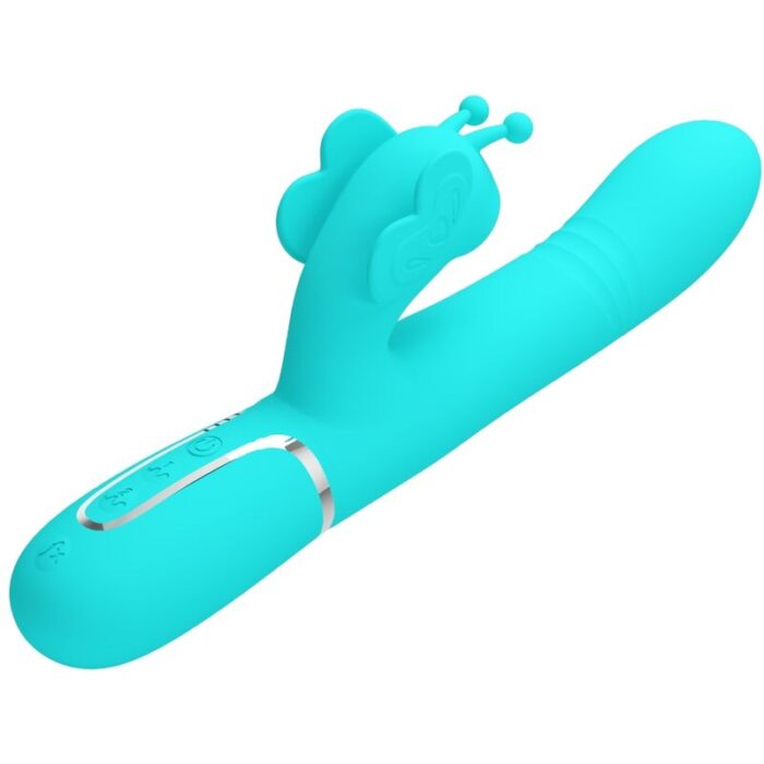 PRETTY LOVE - VIBRADOR RABBIT MULTIFUNCIÓN 4 EN 1 MARIPOSA VERDE AGUA - CandyHot - Foto 3