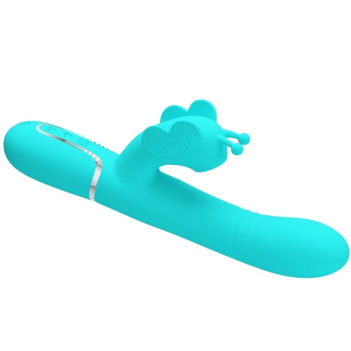 PRETTY LOVE - VIBRADOR RABBIT MULTIFUNCIÓN 4 EN 1 MARIPOSA VERDE AGUA - CandyHot - Foto 5