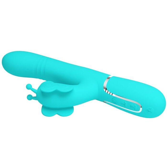 PRETTY LOVE - VIBRADOR RABBIT MULTIFUNCIÓN 4 EN 1 MARIPOSA VERDE AGUA - CandyHot - Foto 6