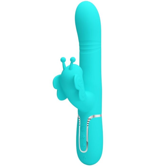 PRETTY LOVE - VIBRADOR RABBIT MULTIFUNCIÓN 4 EN 1 MARIPOSA VERDE AGUA - CandyHot - Foto 1