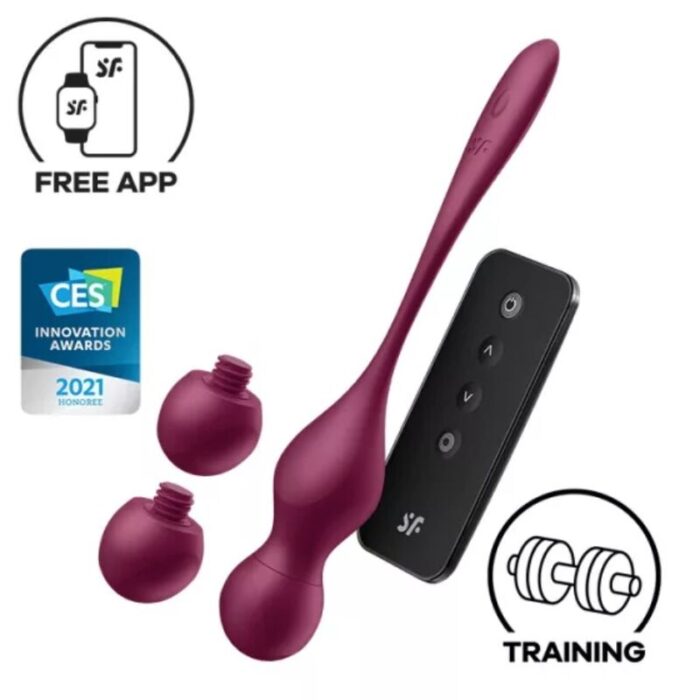 SATISFYER - LOVE BIRDS VARY BOLAS VIBRADORES APP GRATUITA ROJO VINO - CandyHot - Foto 1