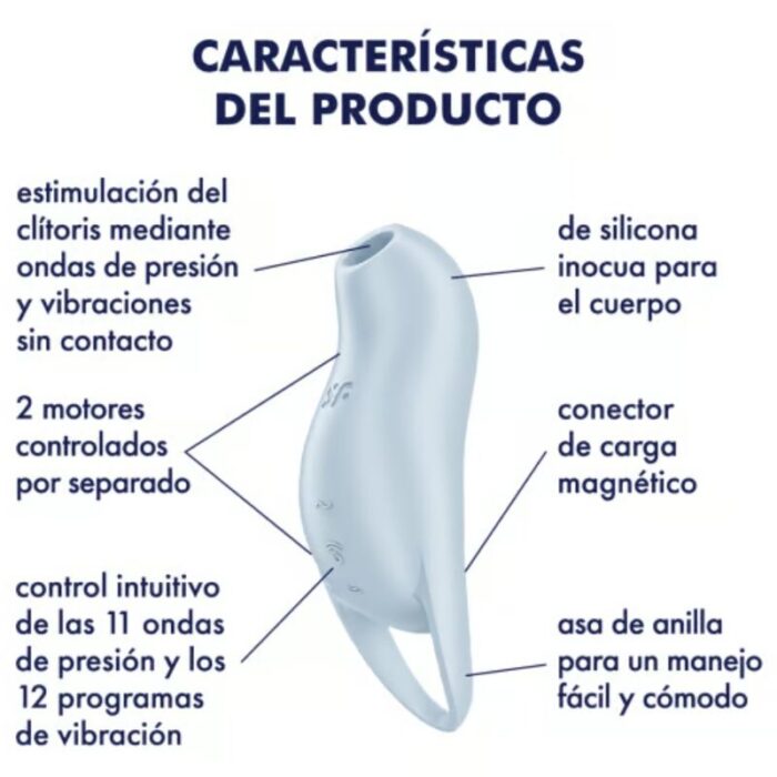 SATISFYER - POCKET PRO 1 ESTIMULADOR CLÍTORIS AZUL CLARO - CandyHot - Foto 4