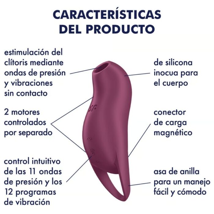 SATISFYER - POCKET PRO 1 ESTIMULADOR CLÍTORIS GRANATE - CandyHot - Foto 4