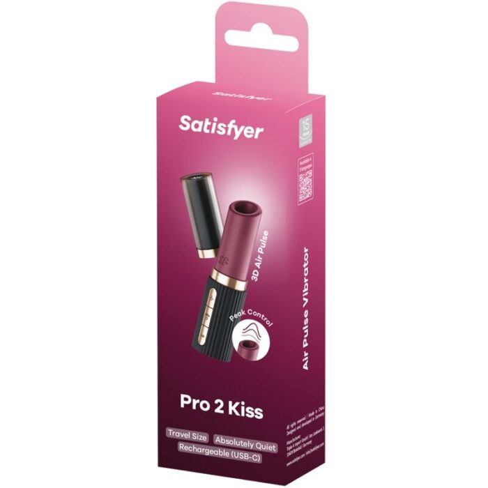 SATISFYER - PRO 2 KISS ESTIMULADOR CLÍTORIS POR ONDAS GRANATE / NEGRO - CandyHot - Foto 6