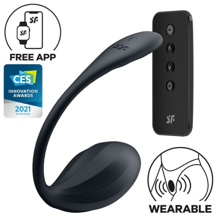 SATISFYER - RIBBED PETAL ESTIMULADOR PUNTO G CONTROL REMOTO NEGRO APP GRATUITA - CandyHot - Foto 1