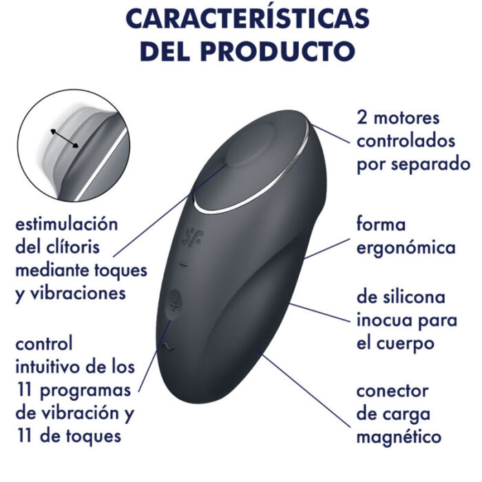 SATISFYER - TAP & CLIMAX 1 VIBRADOR LAY-ON NEGRO - CandyHot - Foto 5