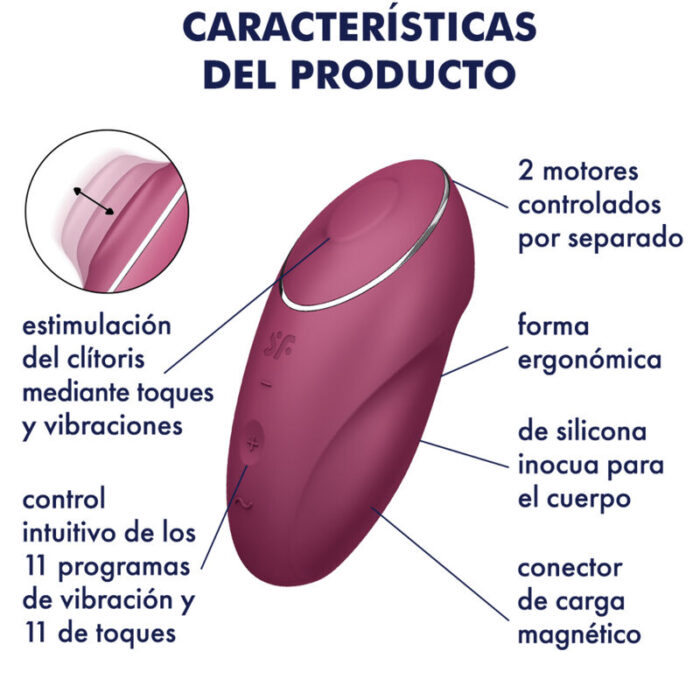 SATISFYER - TAP & CLIMAX 1 VIBRADOR LAY-ON ROJO - CandyHot - Foto 5