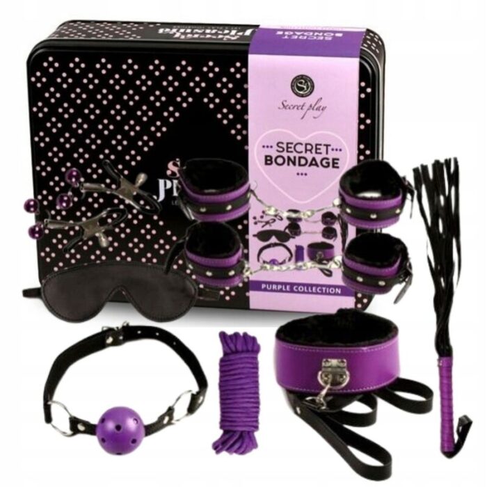 SECRETPLAY - BDSM SET 8PCS LILA / NEGRO - CandyHot - Foto 3