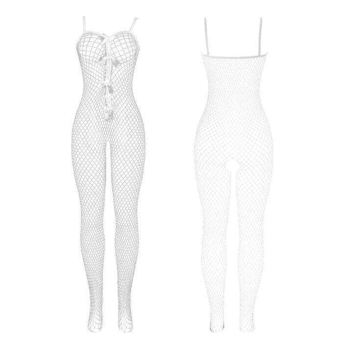 SUBBLIME - 951740 BODYSTOCKING CROTCHLESS DE REJILLA CON LAZOS BLANCO TALLA ÚNICA - CandyHot - Foto 4