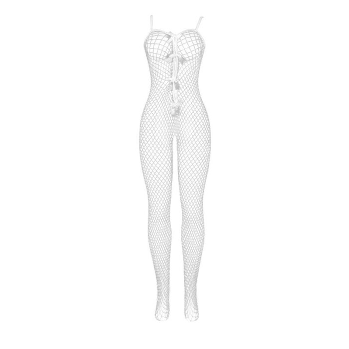 SUBBLIME - 951740 BODYSTOCKING CROTCHLESS DE REJILLA CON LAZOS BLANCO TALLA ÚNICA - CandyHot - Foto 5