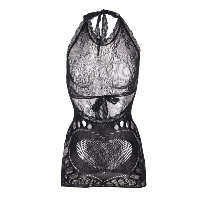 SUBBLIME - 952075 VESTIDO CORTO DE REJILLA CON ESPALDA DESCUBIERTA Y DETALLE DE CORAZÓN NEGRO TALLA ÚNICA - CandyHot - Foto 4