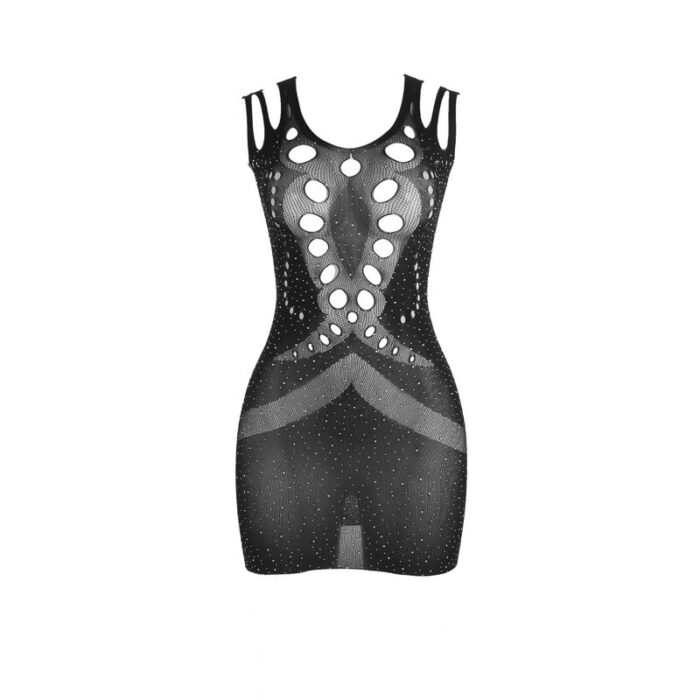 SUBBLIME - 952198 VESTIDO DE REJILLA CON DIAMANTES BRILLANTES NEGRO TALLA ÚNICA - CandyHot - Foto 6