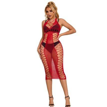 SUBBLIME - 952327 VESTIDO DE REJILLA LARGO ROJO TALLA ÚNICA - CandyHot - Foto 2