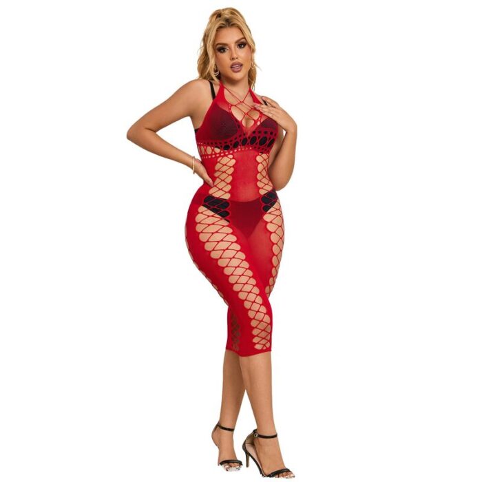 SUBBLIME - 952327 VESTIDO DE REJILLA LARGO ROJO TALLA ÚNICA - CandyHot - Foto 3