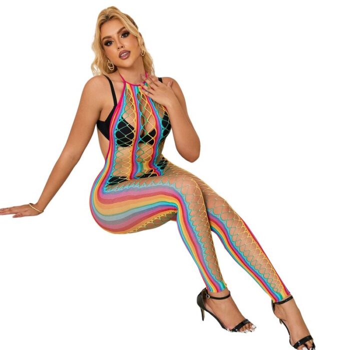 SUBBLIME - 952358 VESTIDO DE REJILLA CUELLO HALTER ARCOIRIS TALLA ÚNICA - CandyHot - Foto 5