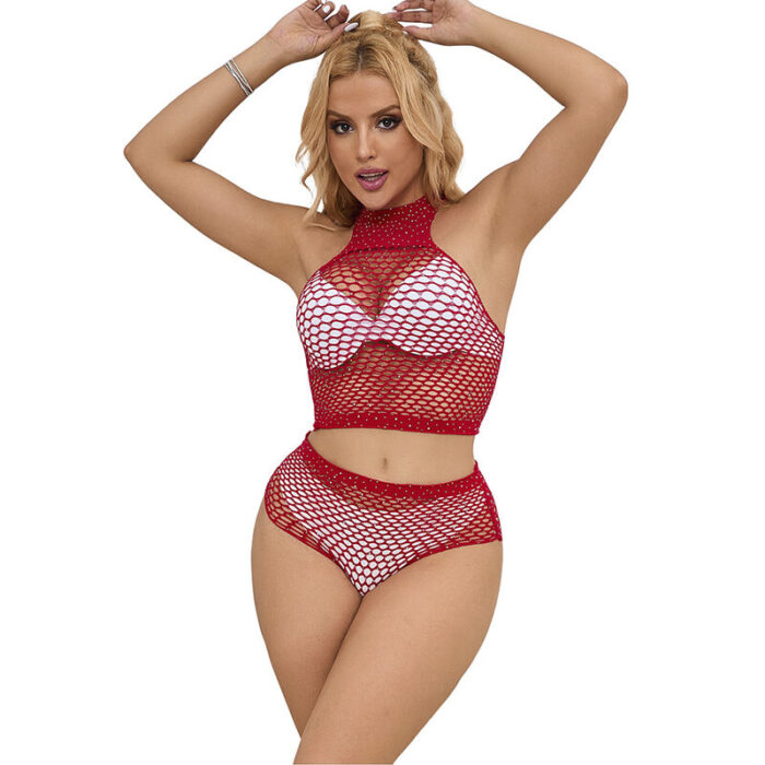 SUBBLIME - 952402 SET DE REJILLA CON BRILLANTES ROJO TALLA ÚNICA - CandyHot - Foto 4