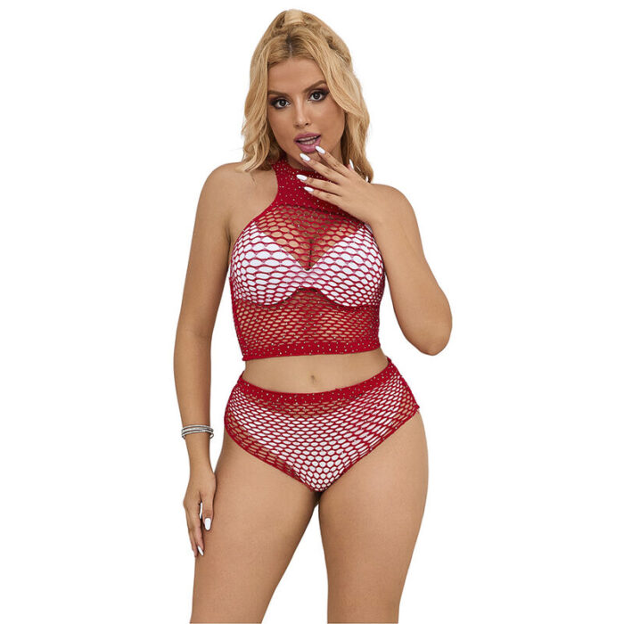 SUBBLIME - 952402 SET DE REJILLA CON BRILLANTES ROJO TALLA ÚNICA - CandyHot - Foto 1