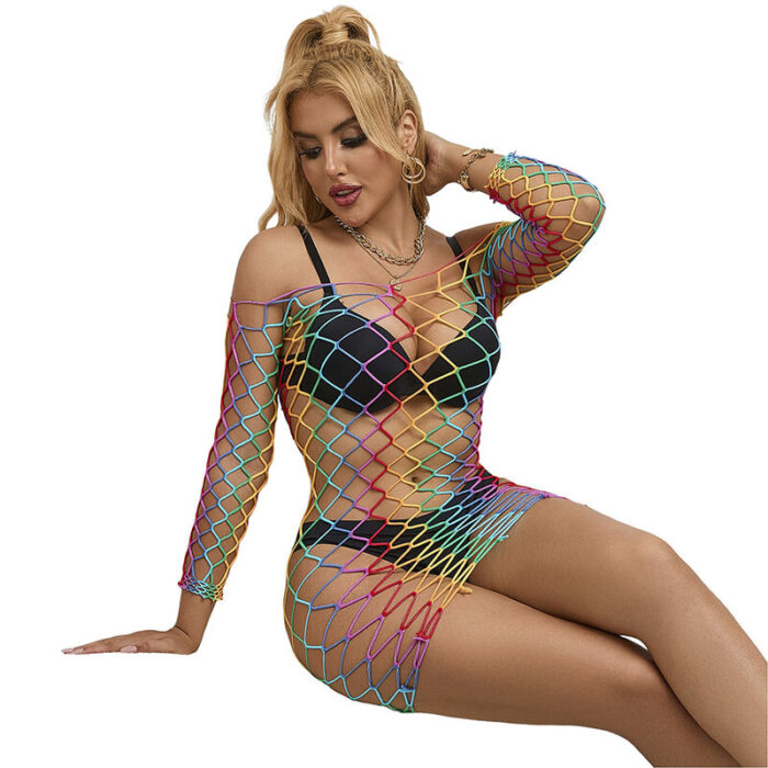 SUBBLIME - 952426 VESTIDO DE REJILLA MANGA LARGA ARCOIRIS TALLA ÚNICA - CandyHot - Foto 2