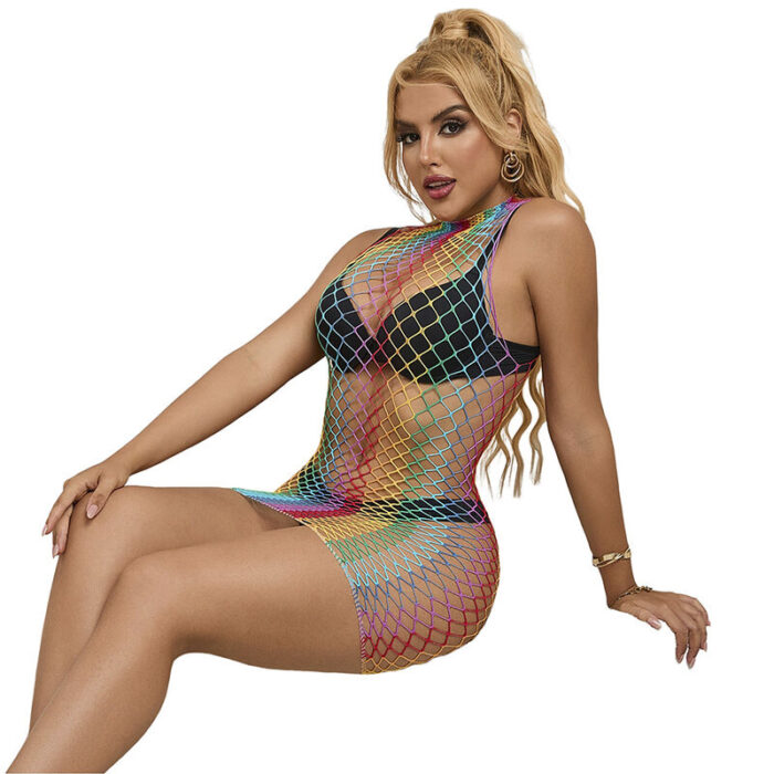 SUBBLIME - 952433 VESTIDO DE REJILLA SIN MANGAS CON CUELLO ALTO ARCOIRIS TALLA ÚNICA - CandyHot - Foto 3