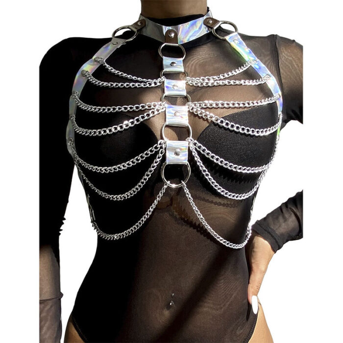 SUBBLIME - 953737 ARNÉS DE PECHO CON ANILLOS Y CADENAS PLATA TALLA ÚNICA - CandyHot - Foto 2