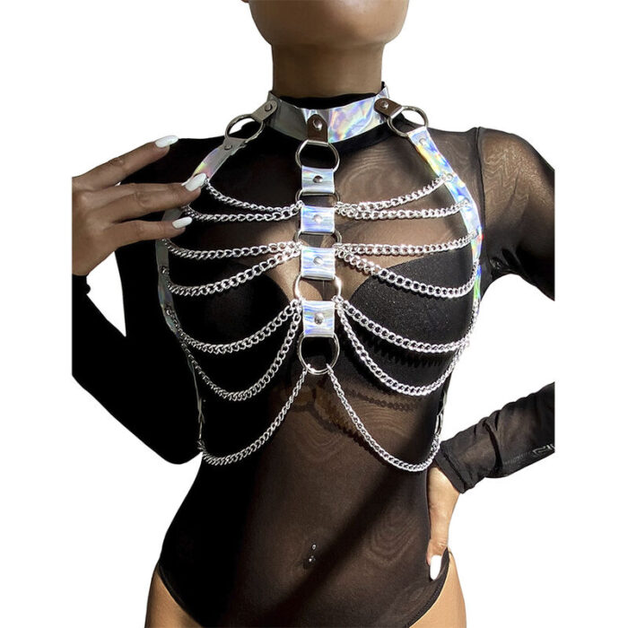 SUBBLIME - 953737 ARNÉS DE PECHO CON ANILLOS Y CADENAS PLATA TALLA ÚNICA - CandyHot - Foto 1