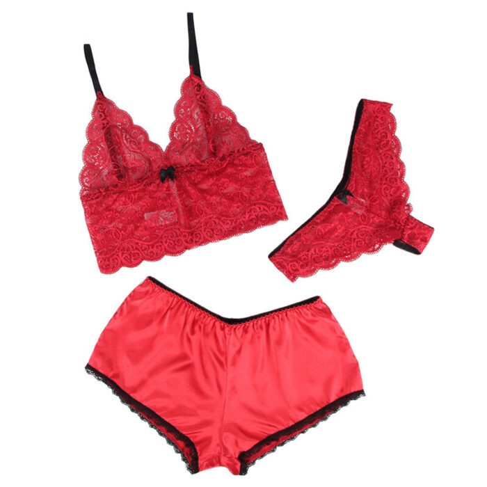 SUBBLIME - 953898 SET 3 PIEZAS ENCAJE Y SATEN ROJO S/M - CandyHot - Foto 3