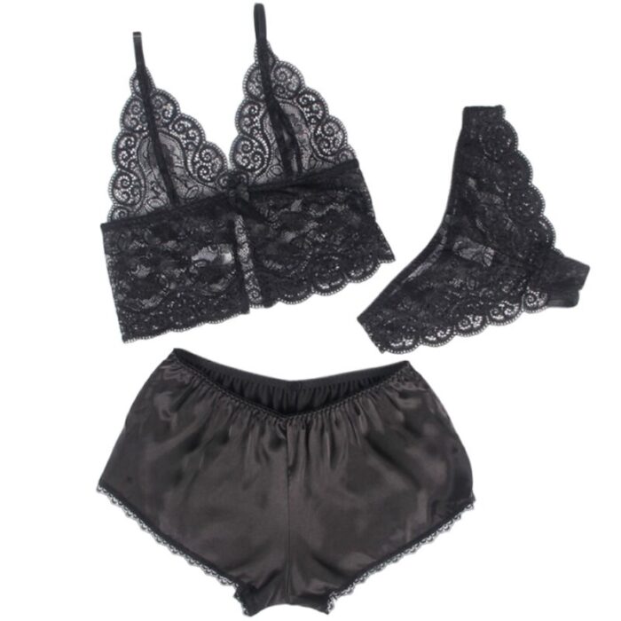 SUBBLIME - 953928 SET 3 PIEZAS ENCAJE Y SATEN NEGRO L/XL - CandyHot - Foto 3