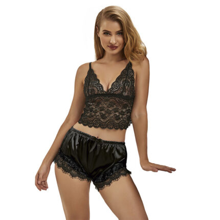 SUBBLIME - 953942 PIJAMA SEXY SATEN Y  ENCAJE NEGRO L/XL - CandyHot - Foto 1