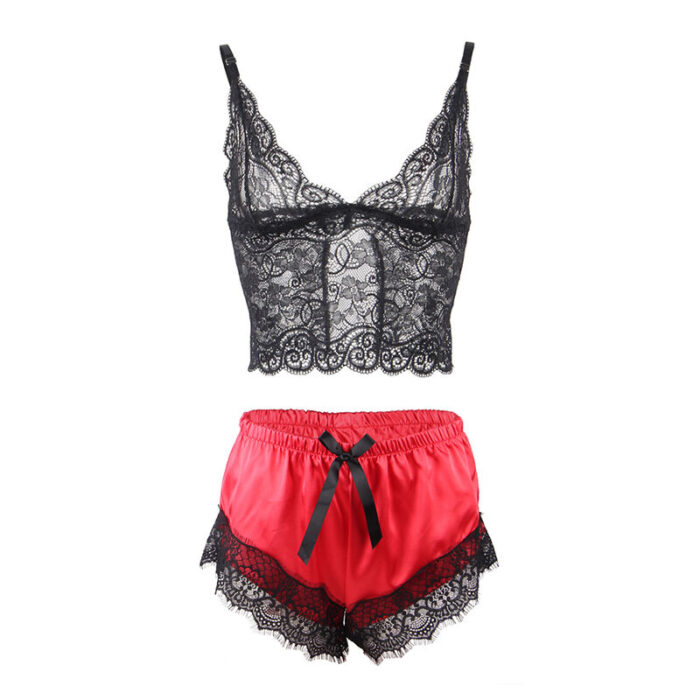 SUBBLIME - 953959 PIJAMA SEXY SATEN Y  ENCAJE NEGRO/ROJO S/M - CandyHot - Foto 5