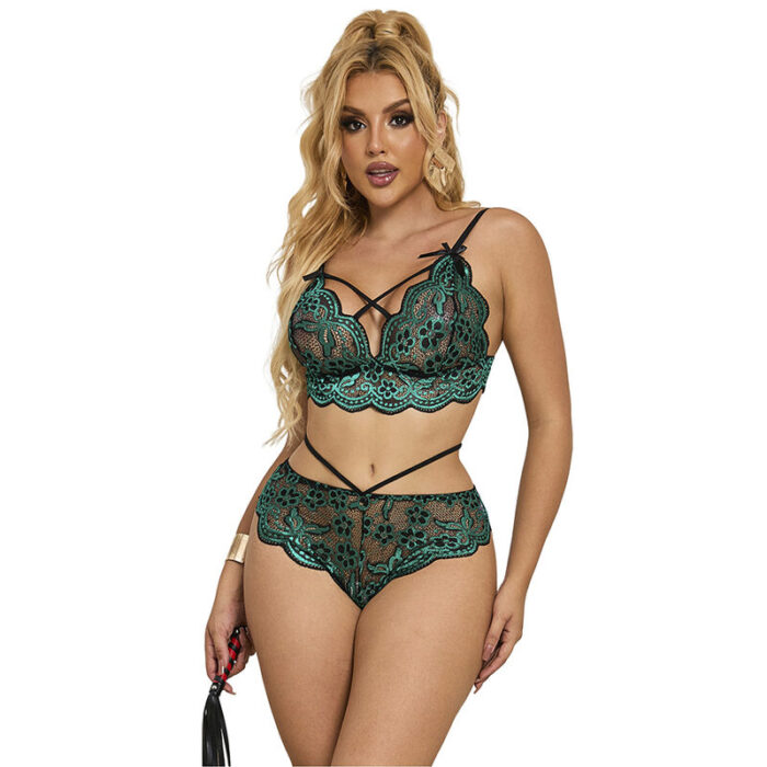 SUBBLIME - 954086 SUJETADOR + PANTIES ENCAJE VERDE S/M - CandyHot - Foto 4