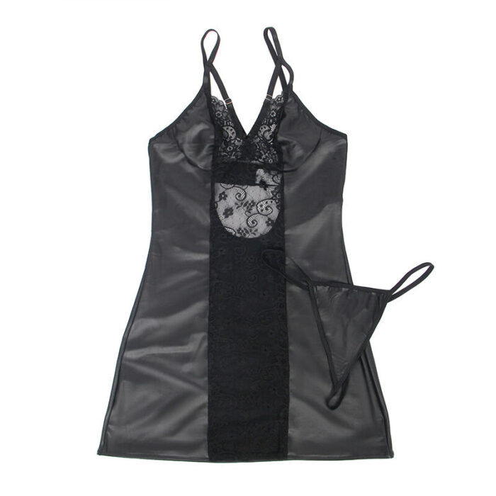 SUBBLIME - 954161 VESTIDO + TANGA CUERO NEGRO S/M - CandyHot - Foto 5