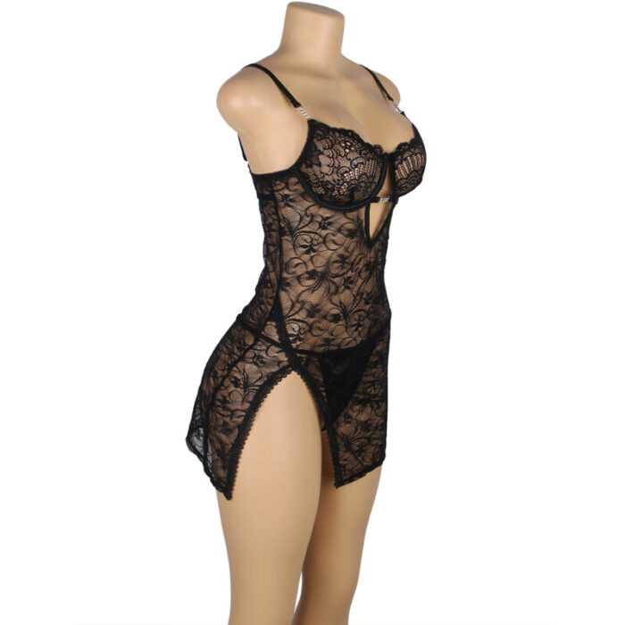 SUBBLIME - 954185 BABYDOLL DE ENCAJE CON TIRANTES AJUSTABLES NEGRO S/M - CandyHot - Foto 4